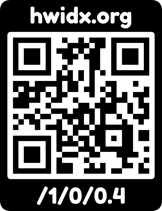 The hwidx.org URL as a QR code with logo mark