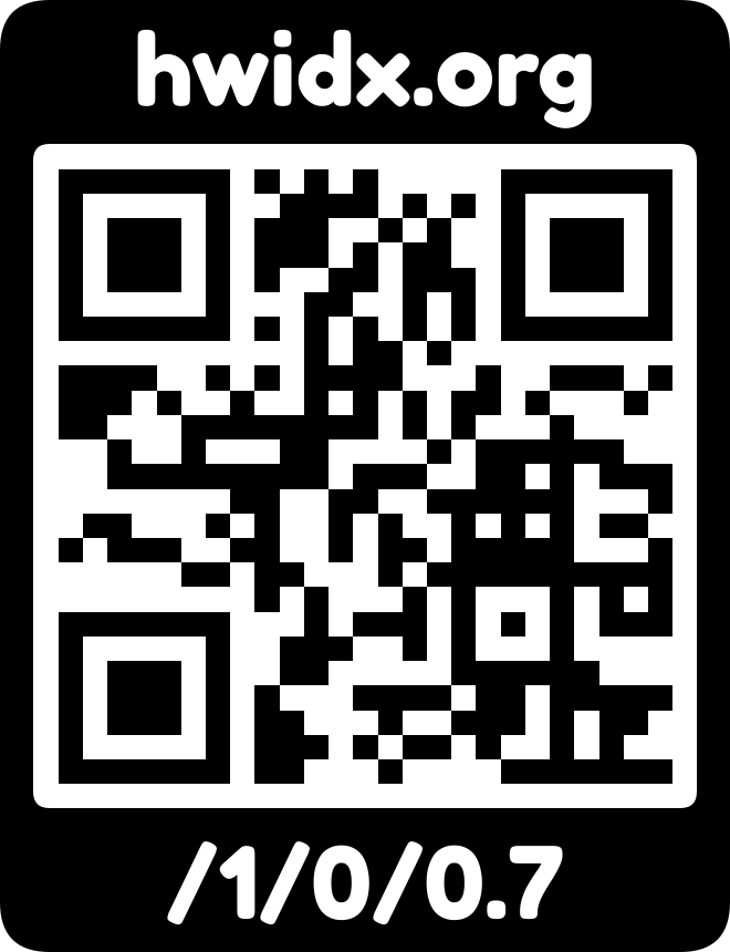 The hwidx.org URL as a QR code with logo mark