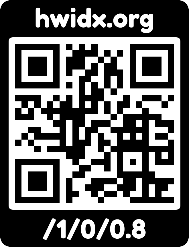 The hwidx.org URL as a QR code with logo mark