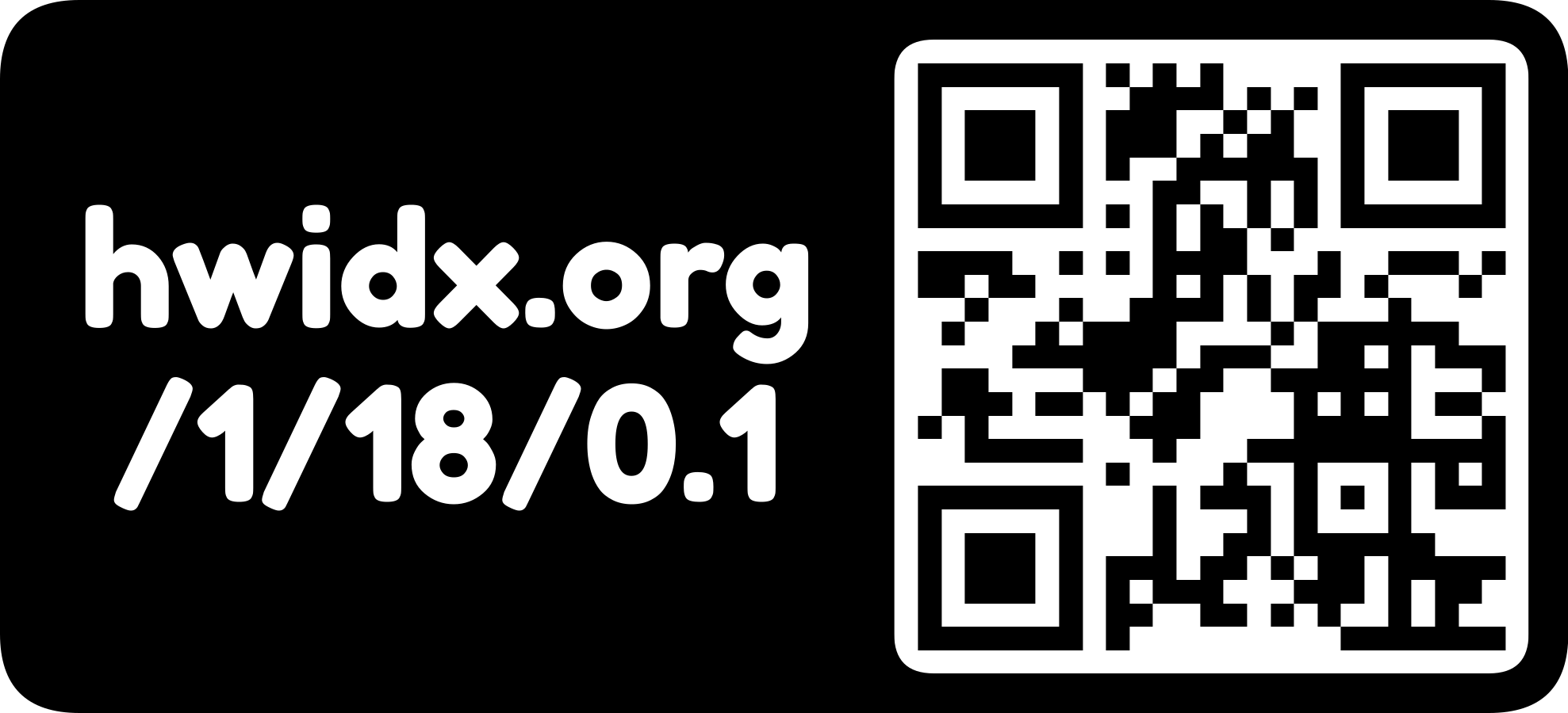 The hwidx.org URL as a QR code with logo mark (horizontal, inverted)