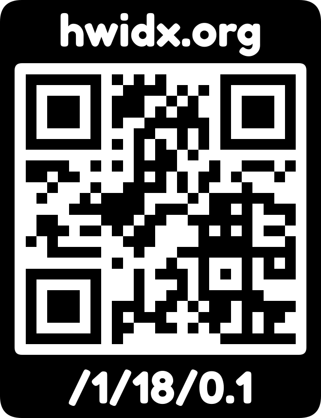 The hwidx.org URL as a QR code with logo mark