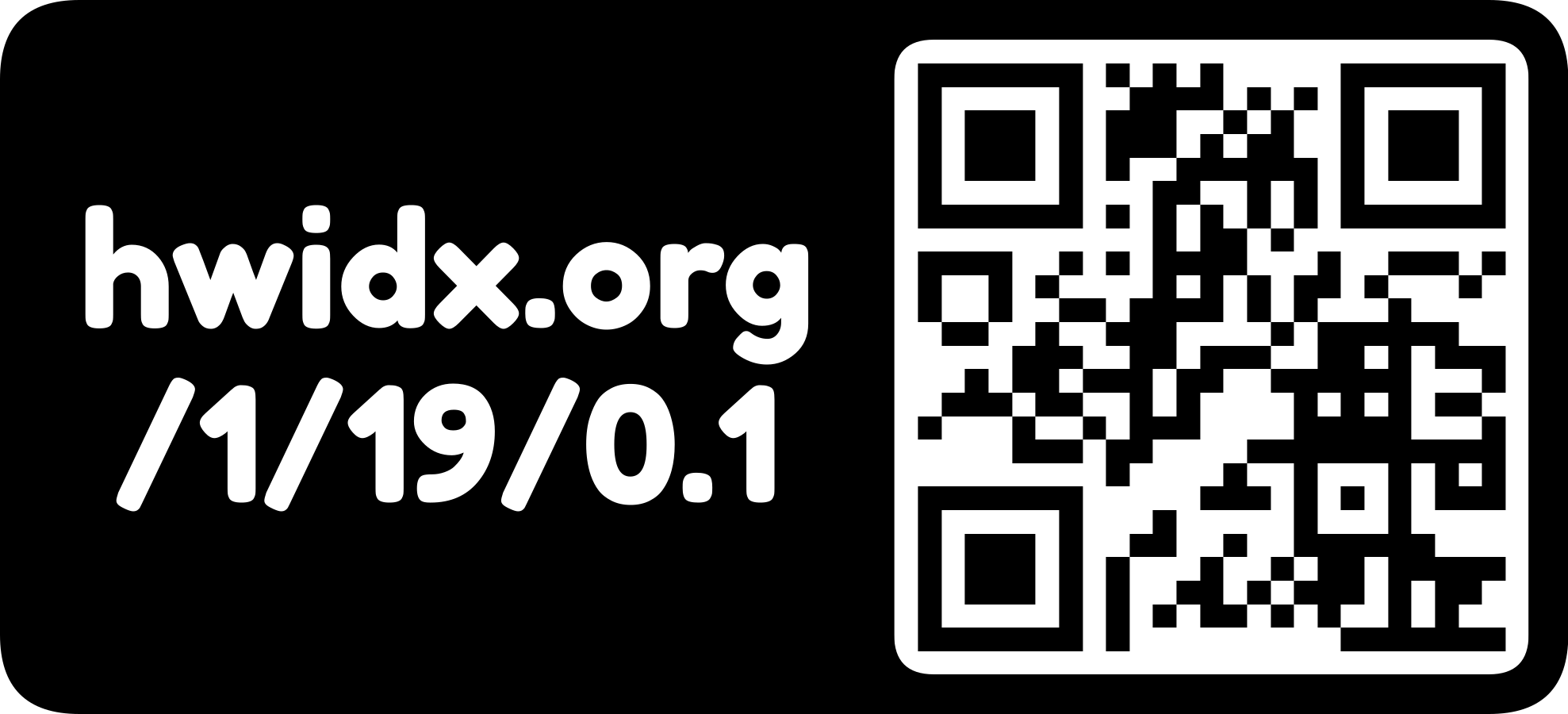 The hwidx.org URL as a QR code with logo mark (horizontal, inverted)