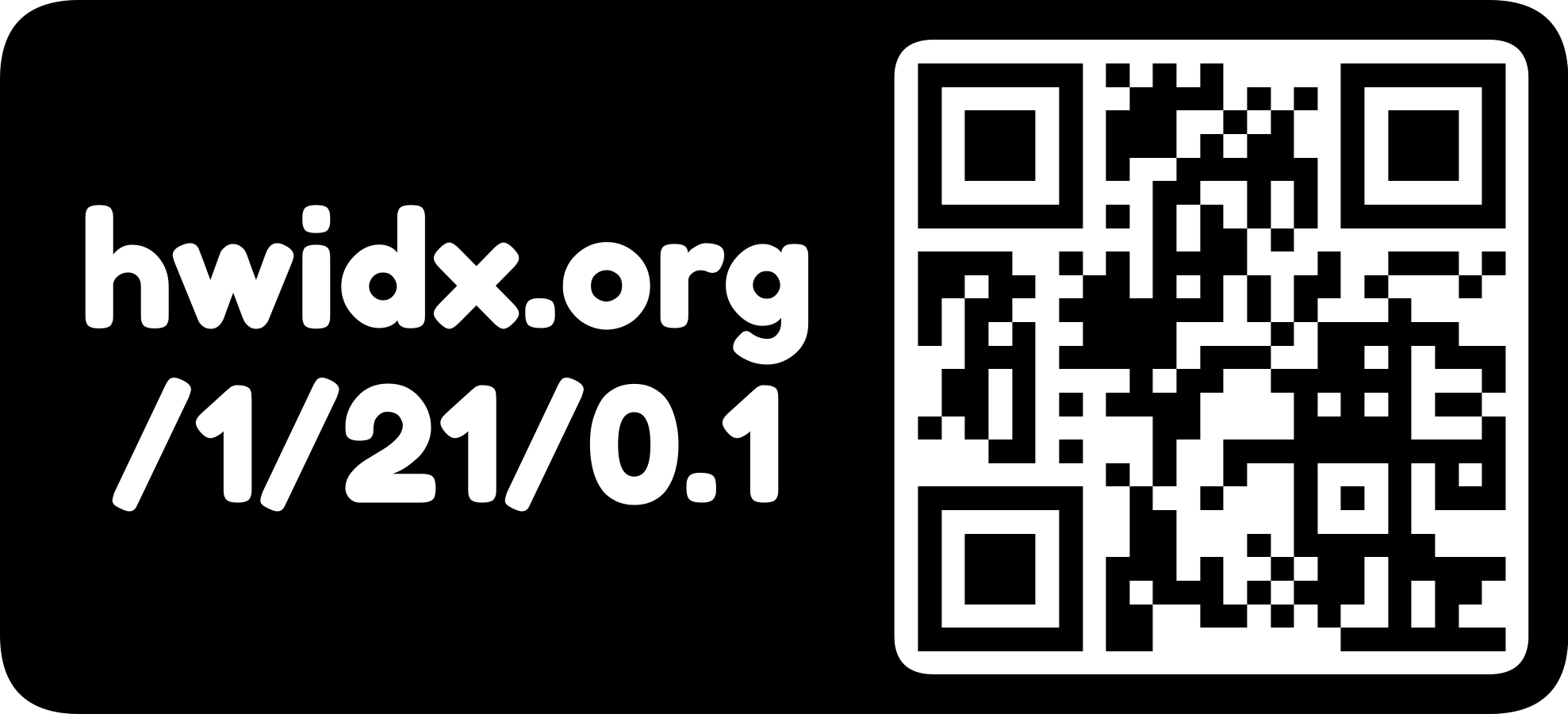 The hwidx.org URL as a QR code with logo mark (horizontal, inverted)