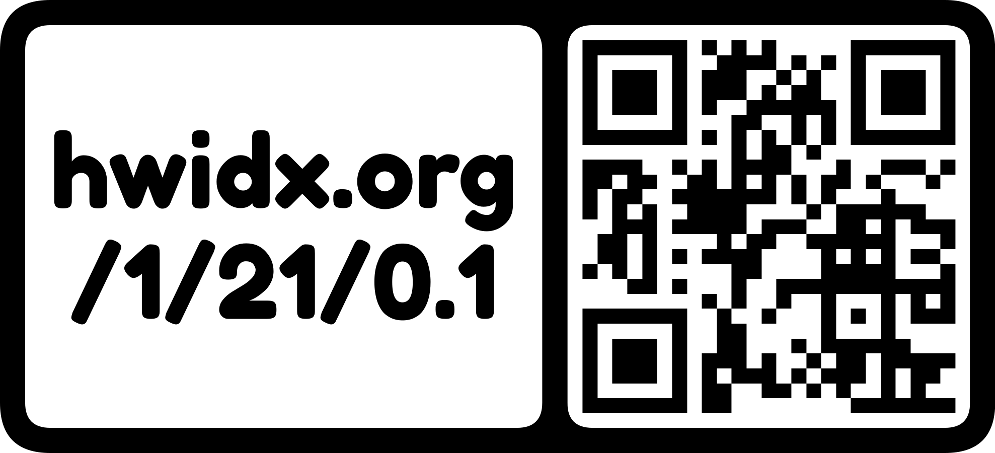 The hwidx.org URL as a QR code with logo mark (horizontal)