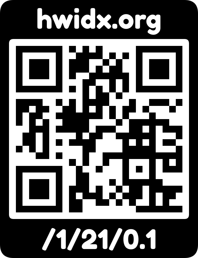 The hwidx.org URL as a QR code with logo mark