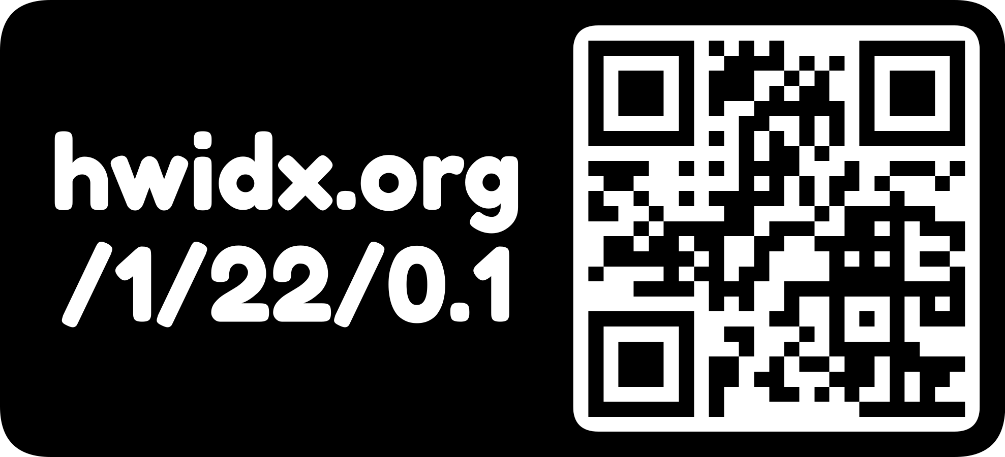 The hwidx.org URL as a QR code with logo mark (horizontal, inverted)