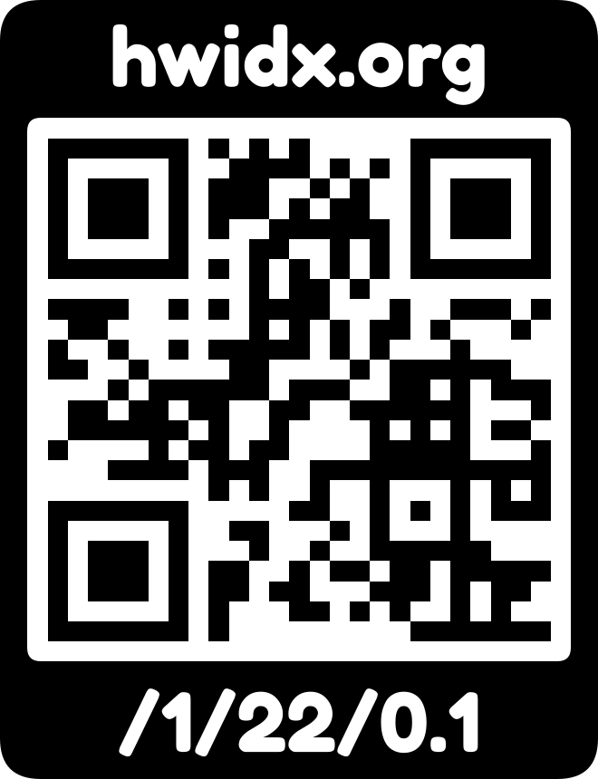 The hwidx.org URL as a QR code with logo mark