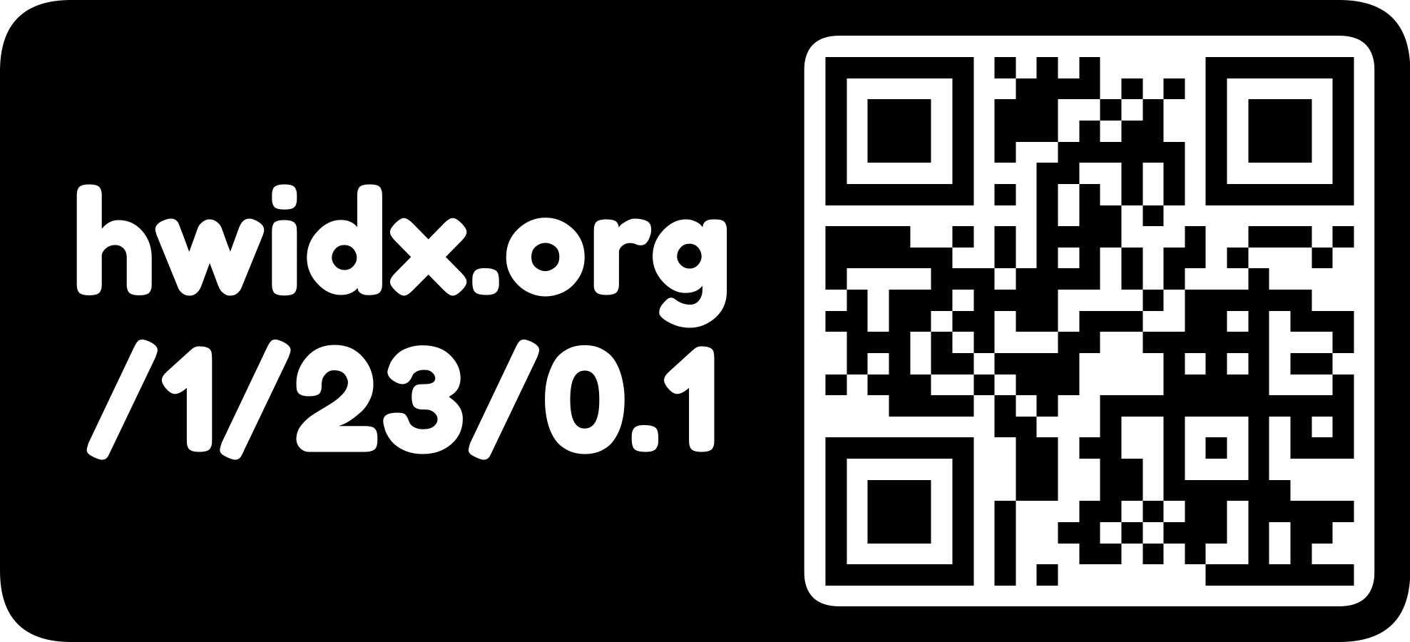 The hwidx.org URL as a QR code with logo mark (horizontal, inverted)