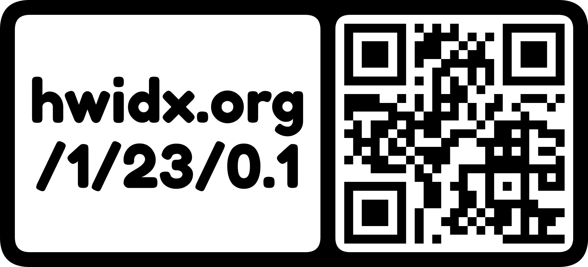 The hwidx.org URL as a QR code with logo mark (horizontal)