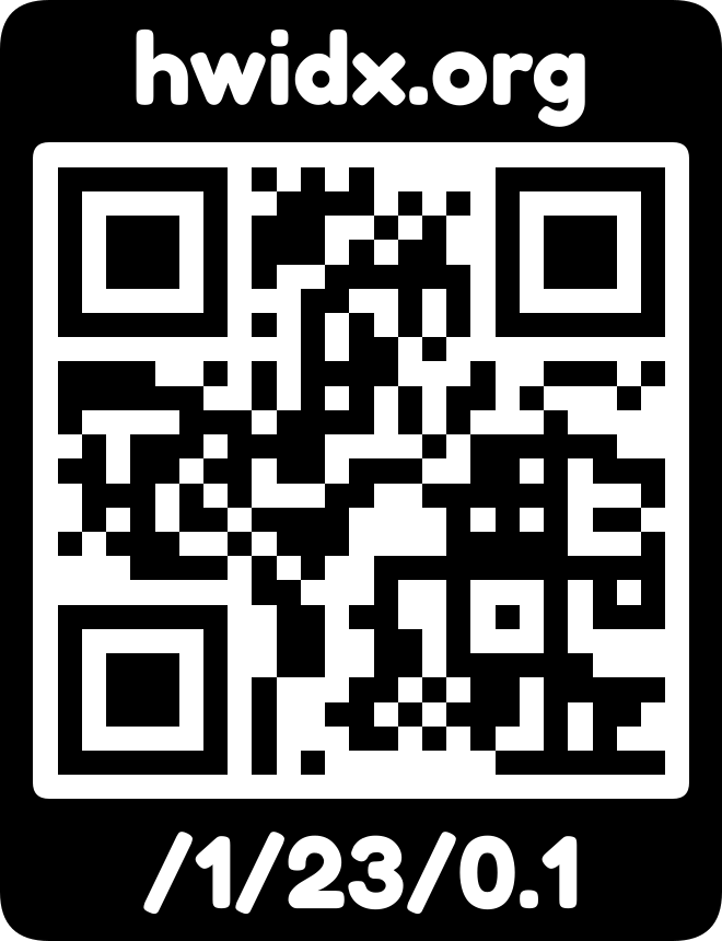 The hwidx.org URL as a QR code with logo mark