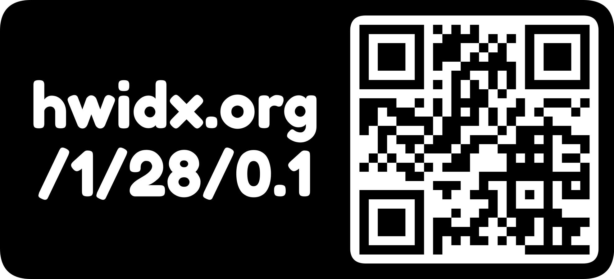 The hwidx.org URL as a QR code with logo mark (horizontal, inverted)