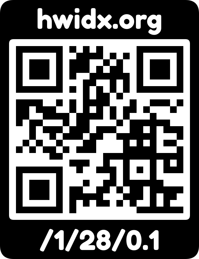 The hwidx.org URL as a QR code with logo mark