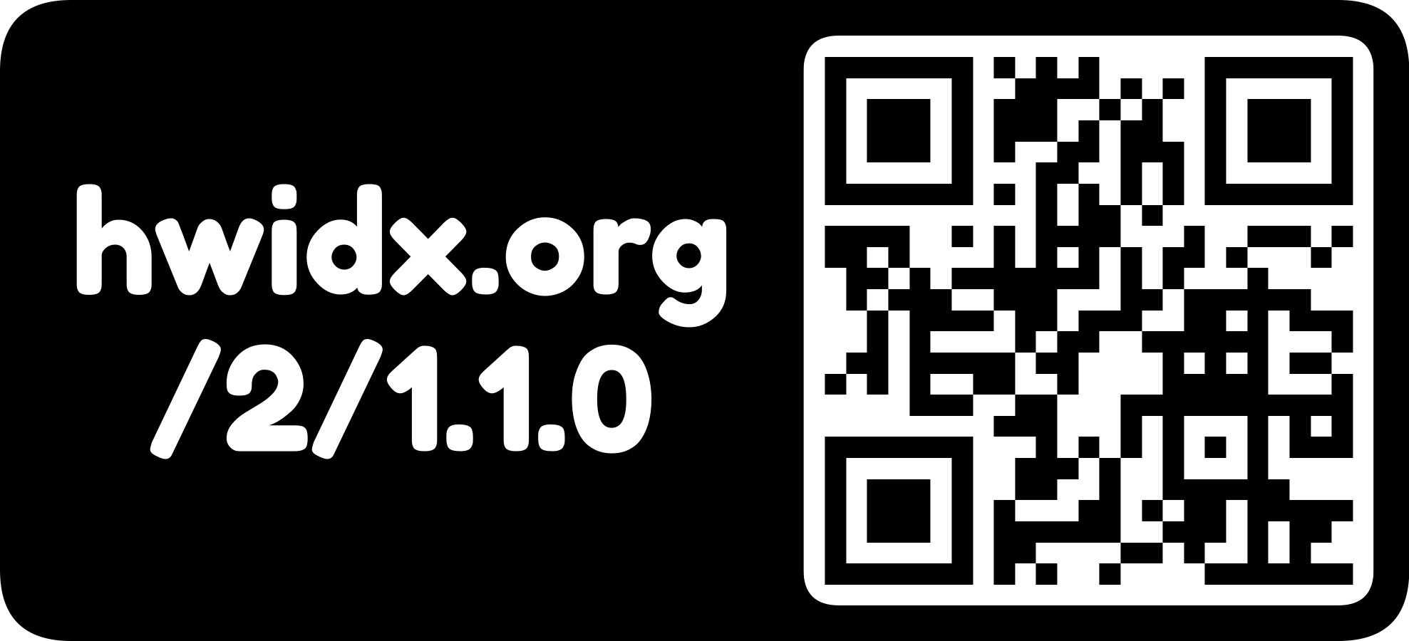 The hwidx.org URL as a QR code with logo mark (horizontal, inverted)
