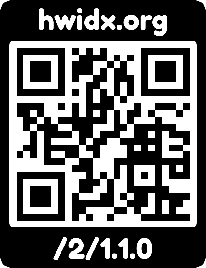 The hwidx.org URL as a QR code with logo mark