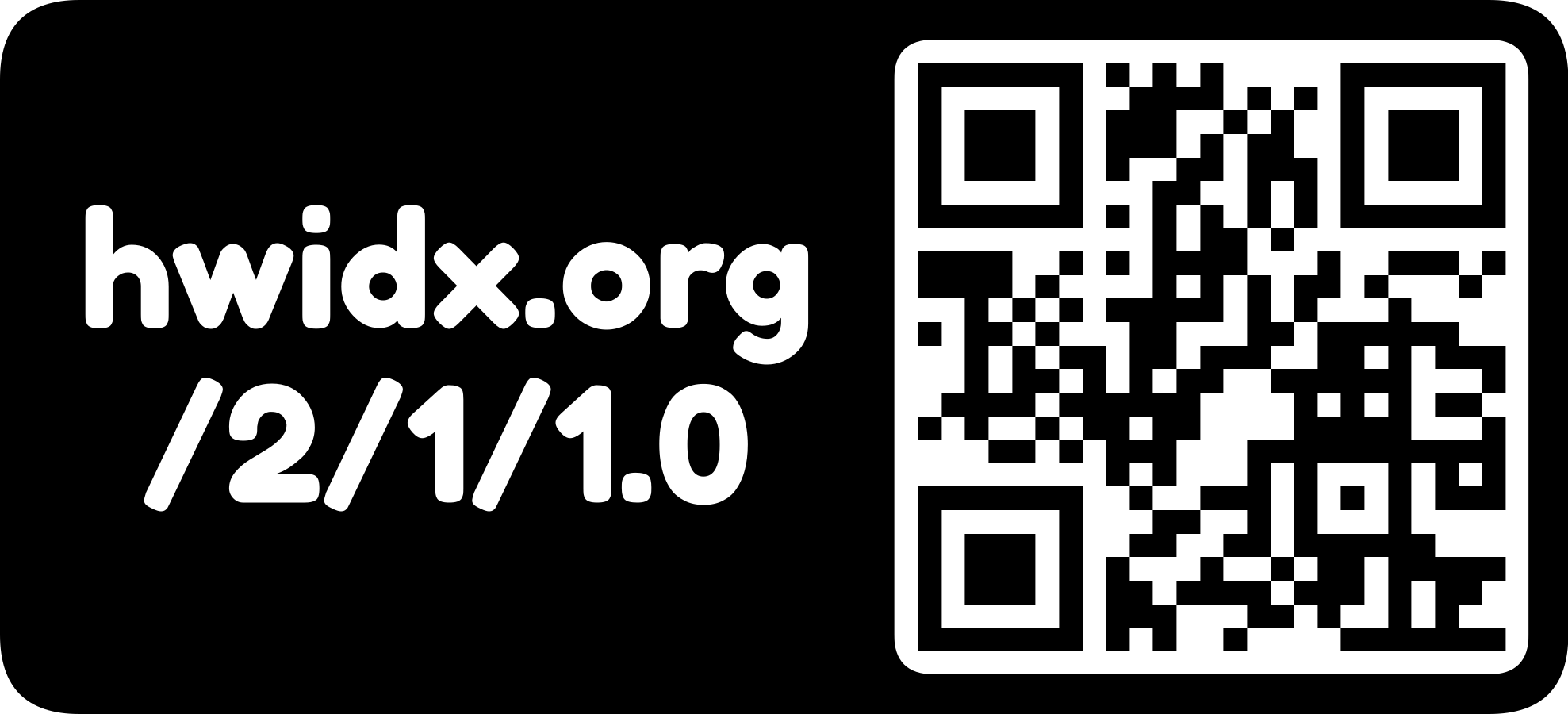 The hwidx.org URL as a QR code with logo mark (horizontal, inverted)