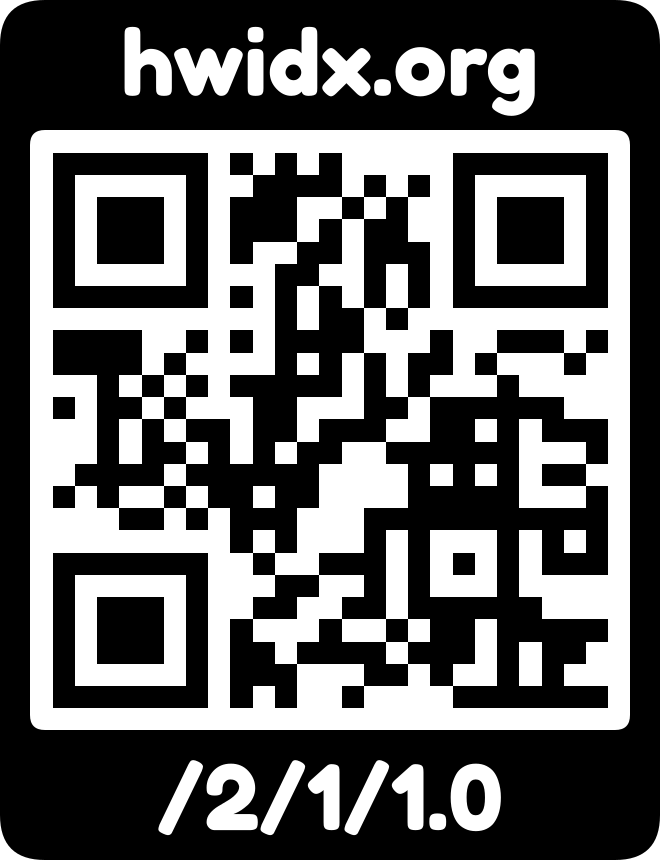 The hwidx.org URL as a QR code with logo mark