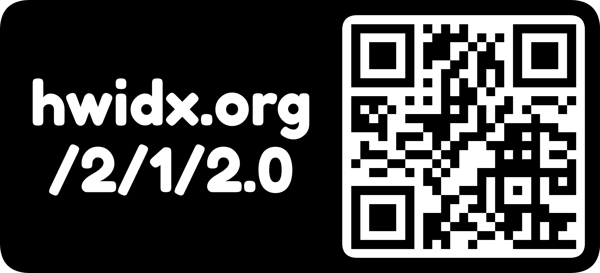 The hwidx.org URL as a QR code with logo mark (horizontal, inverted)