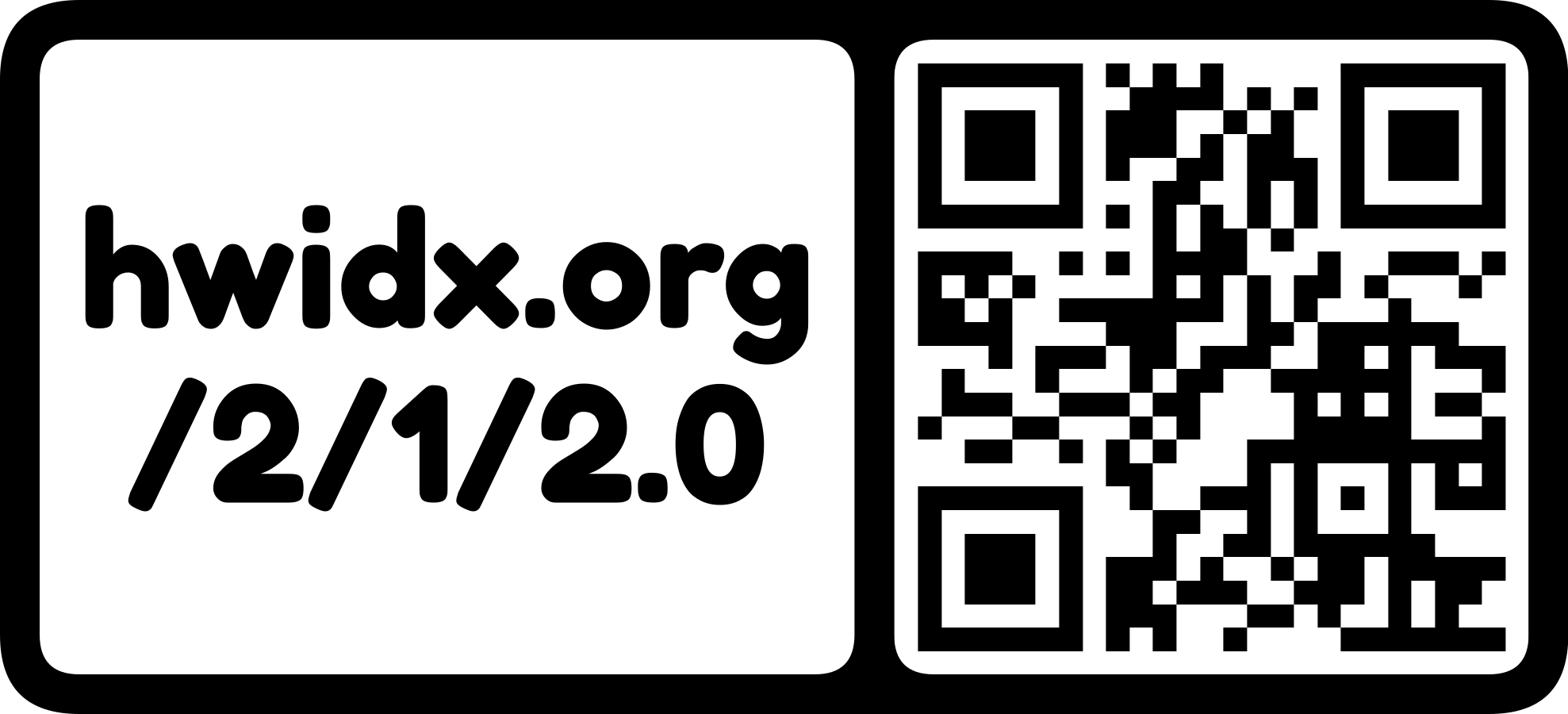 The hwidx.org URL as a QR code with logo mark (horizontal)