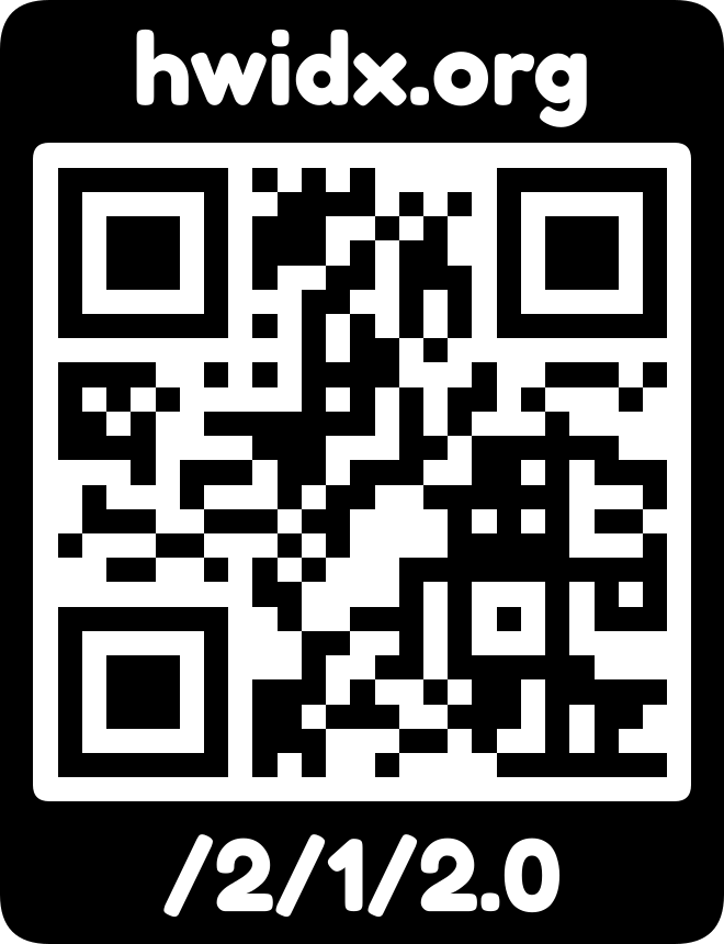 The hwidx.org URL as a QR code with logo mark