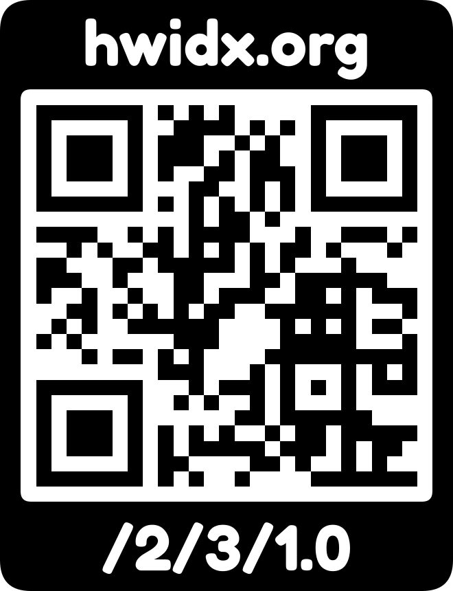 The hwidx.org URL as a QR code with logo mark