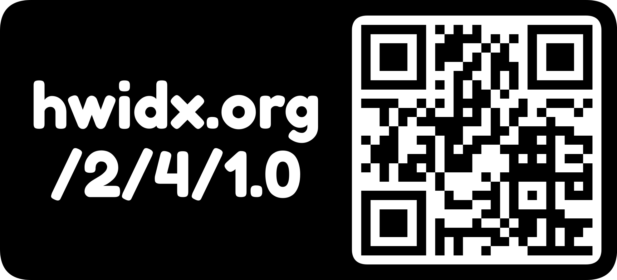 The hwidx.org URL as a QR code with logo mark (horizontal, inverted)
