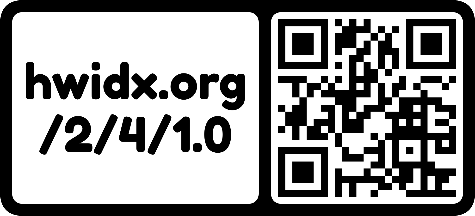 The hwidx.org URL as a QR code with logo mark (horizontal)