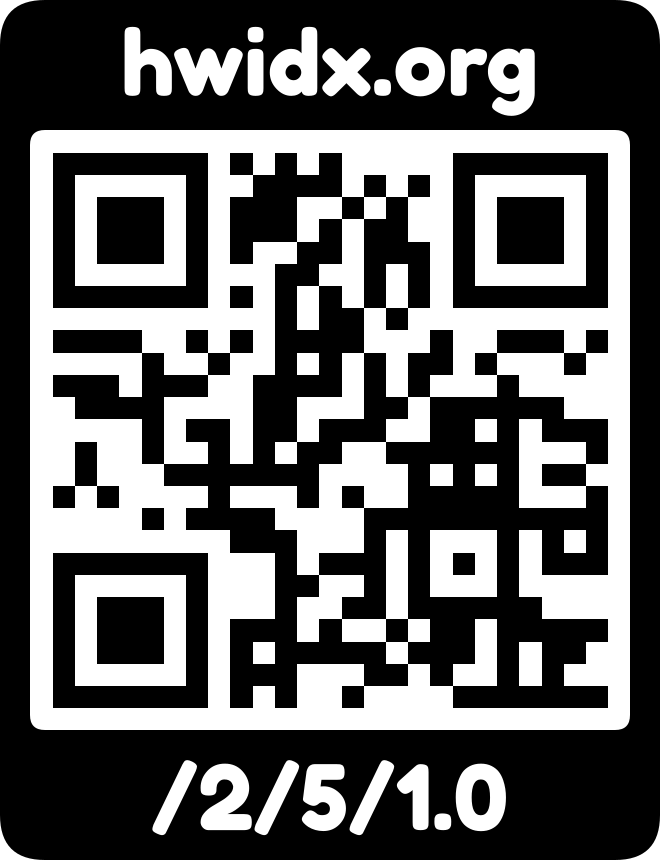 The hwidx.org URL as a QR code with logo mark