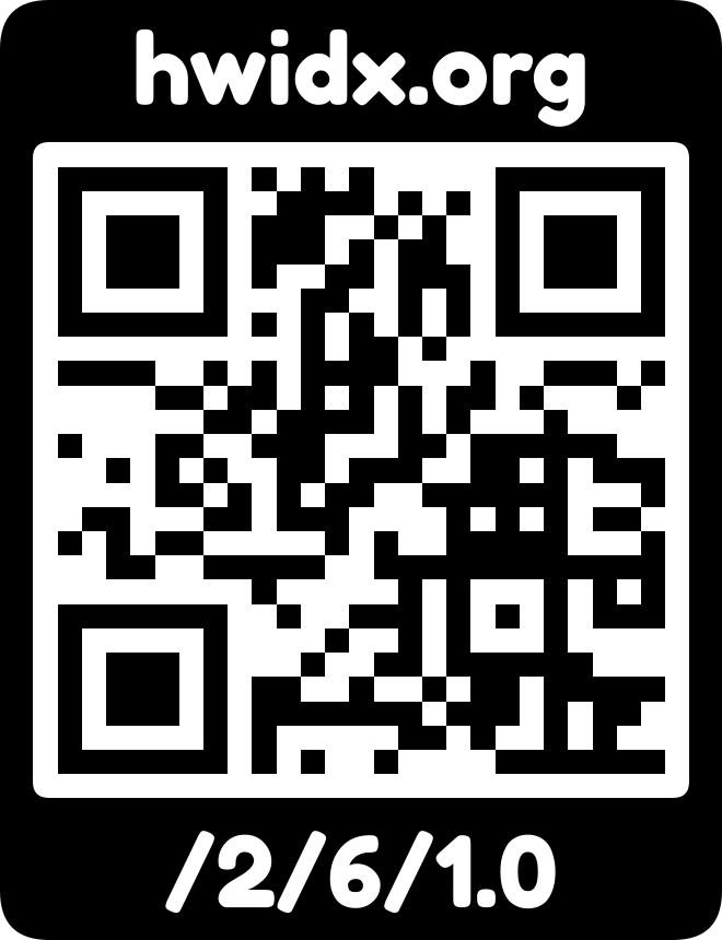 The hwidx.org URL as a QR code with logo mark