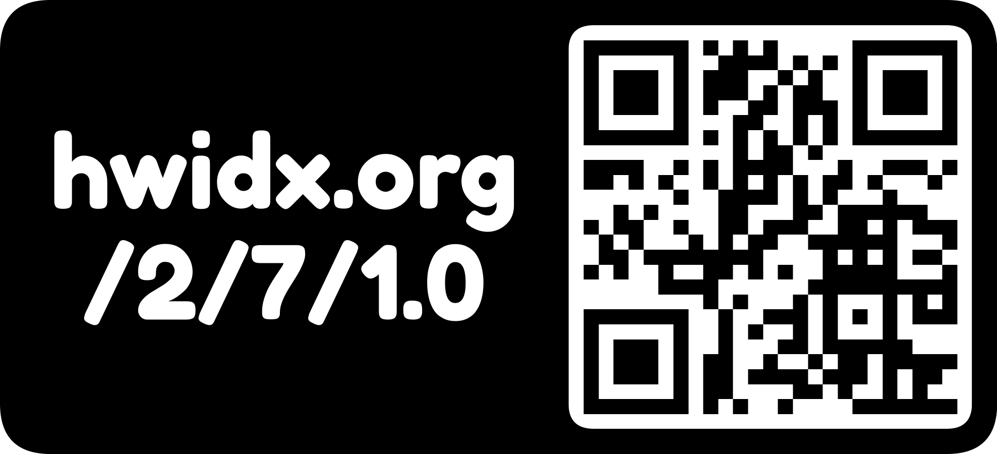 The hwidx.org URL as a QR code with logo mark (horizontal, inverted)