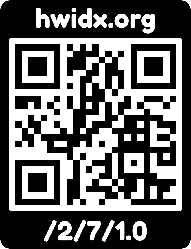 The hwidx.org URL as a QR code with logo mark
